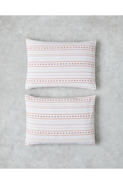 English Home Pink 50X70 cm 2-Pack Daisy Stripes Easy-Iron Pillow Case