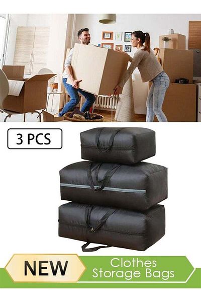 Generic 3 Pack Large Clothes Storage Bags | Moving Bags | Foldable Blanket Storage Bags for Organizing Bedro