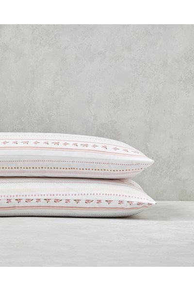 English Home Pink 50X70 cm 2-Pack Daisy Stripes Easy-Iron Pillow Case