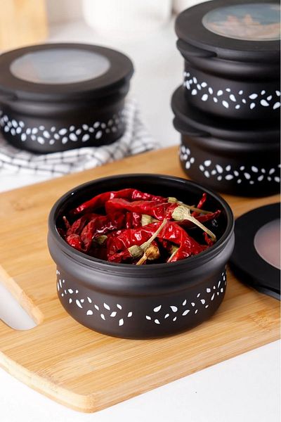 HOMENIVA 4 Pieces Vacuum Lid Glass Storage Container - Glass Breakfast Set