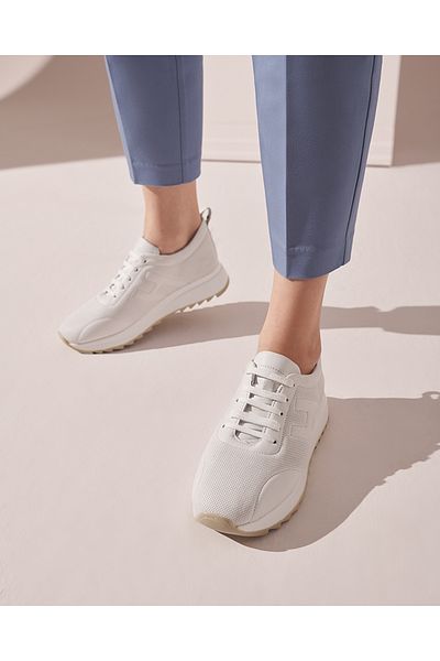 Hotiç Pantofi sport de damă albi din piele naturală