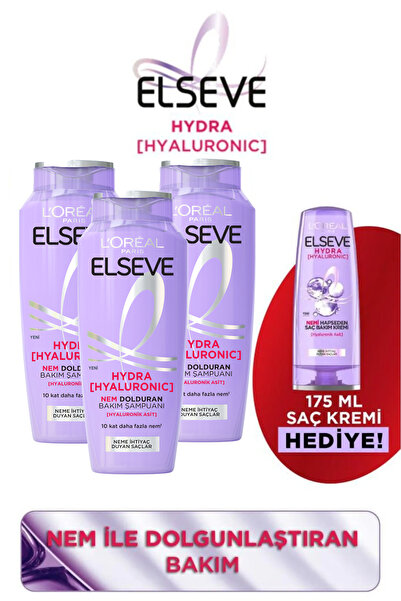 ELSEVE 3'lü 300ml Hydra Hyaluronic Şampuan + 175ml Saç Kremi Seti
