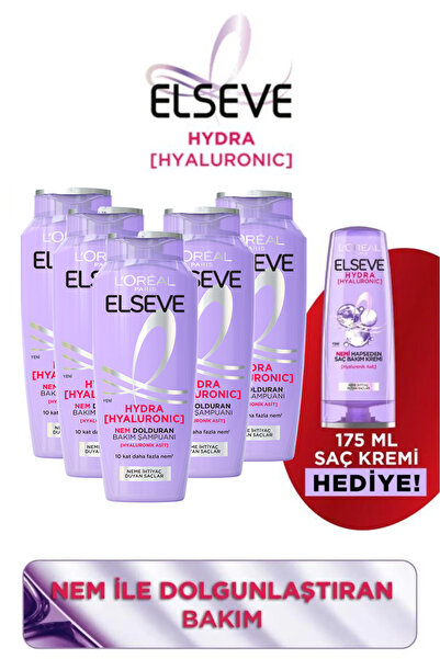 ELSEVE 5'li 300ml Hydra Hyaluronic Şampuan + 175ml Saç Kremi Seti