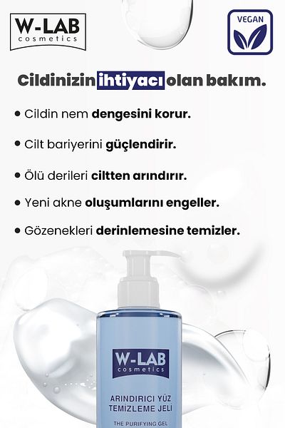 W-Lab Kozmetik 400 ml Purifying Facial Cleansing Gel