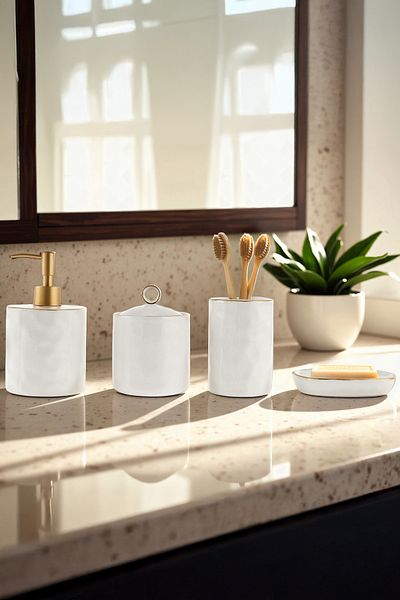 Karaca Σετ αξεσουάρ μπάνιου Lina Ceramic 4 τεμαχίων χρυσό
