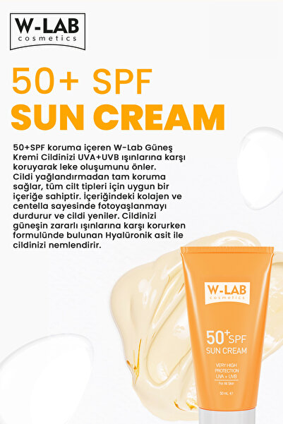 W-Lab Cosmetics Koruyucu 50+Spf  Güneş Kremi 50 ml