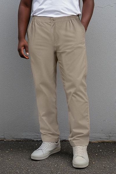 Trendyol Collection Plus Size Stone Color Paper Touch Woven Seasonal Pants