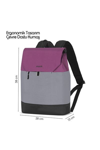 Mack Zen Eco 14.1" Casual Backpack - Burgundy Grey Mce-1303
