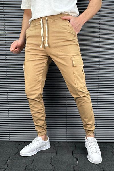 Trendyol Collection Παντελόνι Camel Jogger - 100% βαμβάκι, άνετα και ελαστικά παπούτσια ταξιδιού στη μέση