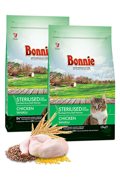 Bonnie Yetişkin Kedi Kısırlaştırılmış Tavuklu 1,5 Kg, 2 Adet