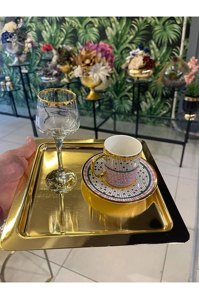 Paşabahçe Lav Lal- 506 6-Piece Real Gilded Coffee Side Water Glass
