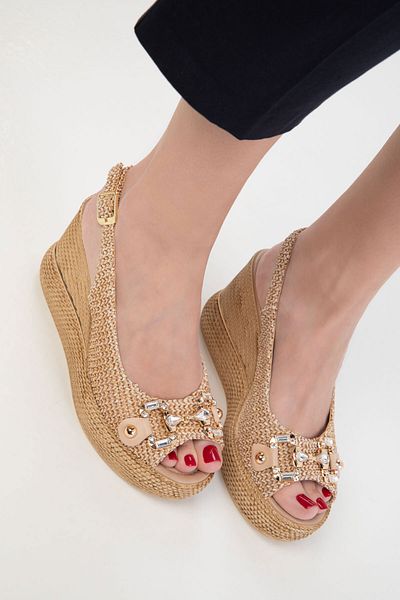 SOHO 20483 Nude Wicker Damen-Schuhe mit Keilabsatz