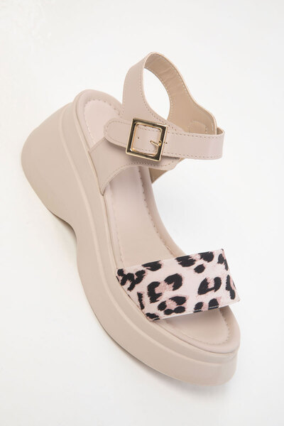 SOHO Bej- Leopar Kadın Sandalet 20383