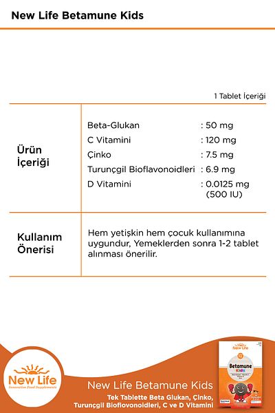 New Life Betamune Kids 30 Chewing Tablets