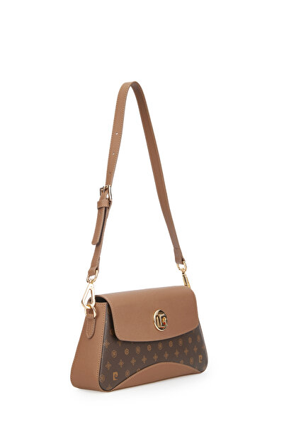 Pierre Cardin Braune Damen-Umhängetasche mit Monogramm