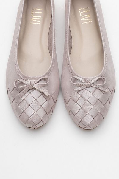 LuviShoes 03 Γυναικεία παπούτσια μπαλαρίνας μπεζ Lurex από γνήσιο δέρμα