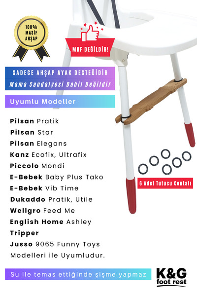 K&G foot rest Imported High Chair with Gasket Footrest Support Pilsan Elegans, Practical, Kanz, Piccolo, E Baby Tako