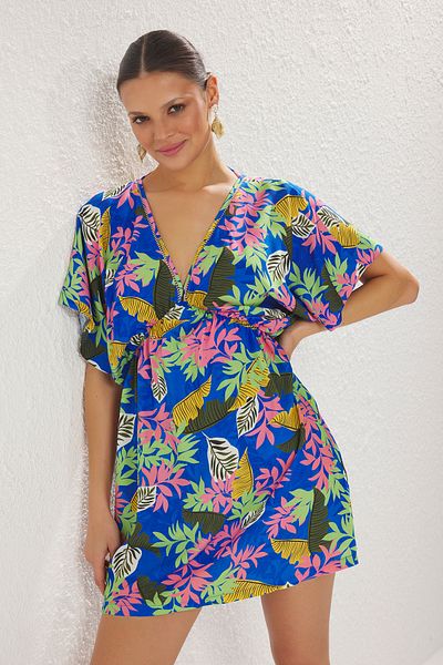 Trendyol Collection Floral Print Mini Woven Beach Dress Tbess25El00090