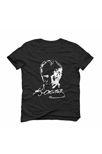 BLACK SWALLOW Μπλουζάκι από βαμβάκι με στάμπα Ατατούρκ και λαιμόκοψη ποδηλάτου