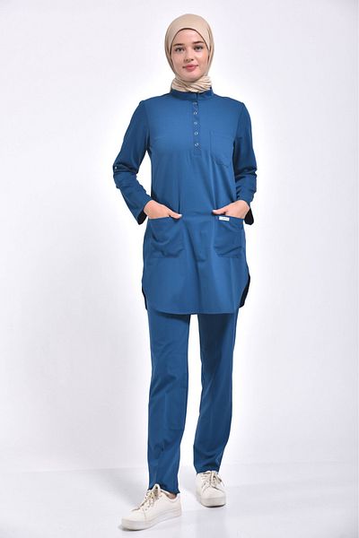 Owlet Medikal Costum Hijab Lycra Albastru Petrol