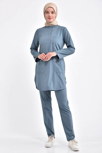 Owlet Medikal Costum Hijab Lycra Albastru Antracit
