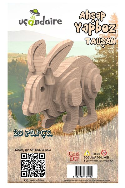 Uçandaire Wooden 3d Jigsaw Puzzle 20 Pieces Rabbit