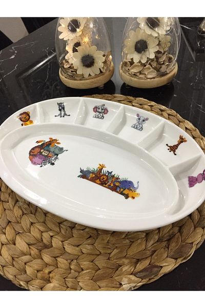 TEBAK COLLECTION 7-Section Safari Patterned Porcelain Breakfast Plate