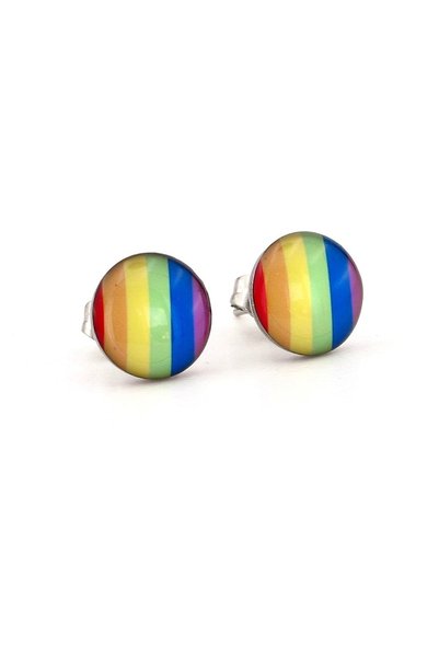 Solfera Rainbow Colorful Lines Steel Unisex Men's Women's Earrings E942