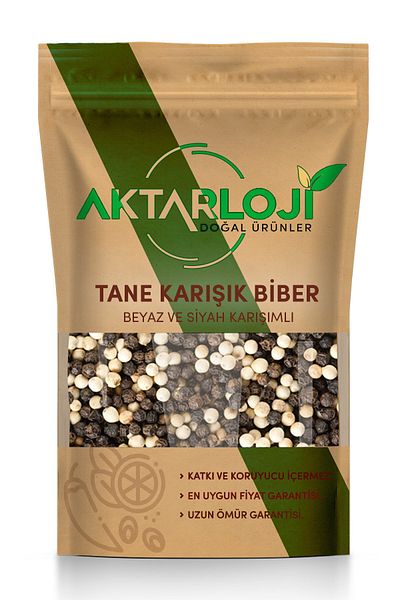 aktarloji 500 gr 2 Colored Mixed Grain Black Pepper ( White - Black )