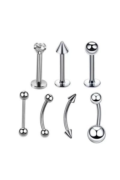 Jaida Moda Gray Surgical Steel Tragus, Helix, Rook, Eyebrow and Navel Piercing Set
