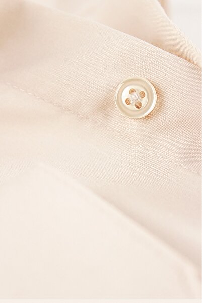 Varetta Men's Cream Color Classic Cut Long Sleeve Single Pocket Shirt