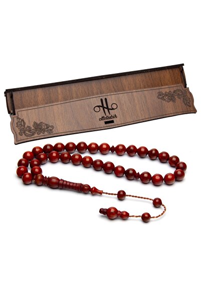 OTTOTESBİH Male System Tasseled 8mm Sphere Cut Red Kuka Prayer Beads