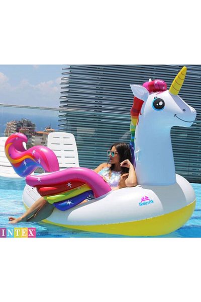 hediyecik 287X193X165 cm Mega Unicorn Island Giant Size Inflatable Pool and Sea Yacht
