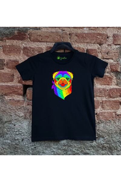 SCUBAPROMO Pug Colors Printed Kids Unisex Black Printed T-Shirt