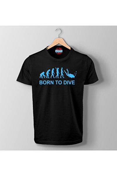 SCUBAPROMO Μαύρο μπλουζάκι με στάμπα Born To Dive