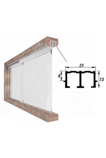 Albatur 7600 Alüminyum Çiftli Üst Ray Profil 2 Mt