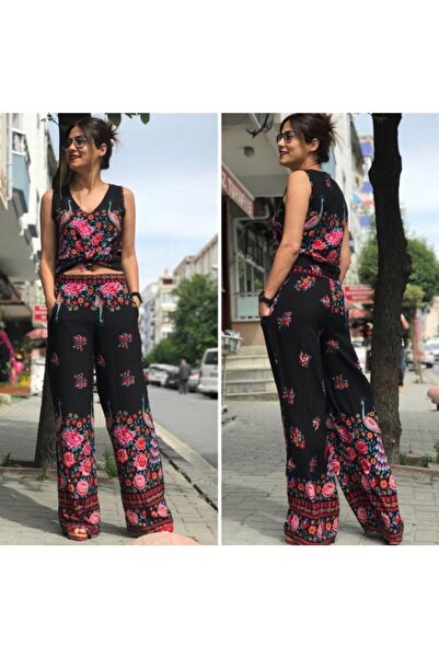 rengafashion طقم قماش موسكريبي منقوش على شكل طاووس مزدوج علوي 55 سم سفلي 100 سم