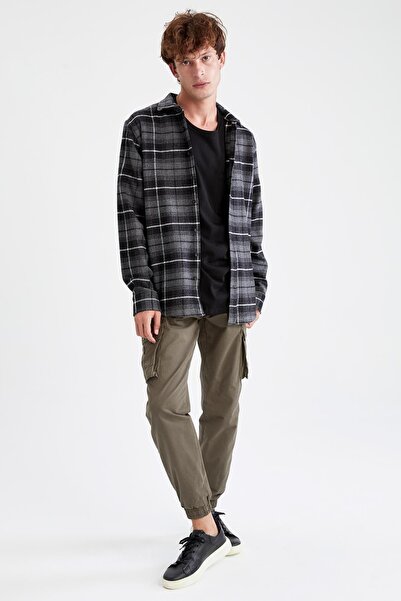 DeFacto Regular Fit Polo Neck Checked Reversible Lumberjack Long Sleeve Shirt