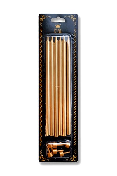 Dekamis Uzun Gold Pasta Mumu 6 Adet 14 Cm / Pasta Parti Mumu