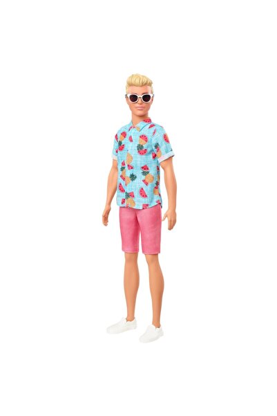 Barbie Yakışıklı Ken Bebekler Karpuz Desenli Gömlek Ve Pembe Şortlu Gyb04
