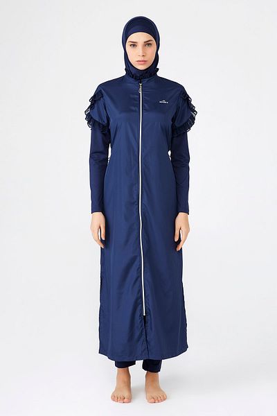 Adasea Σκούρο Navy Blue Full Covered Hijab μαγιό - 1255 μοντέλα