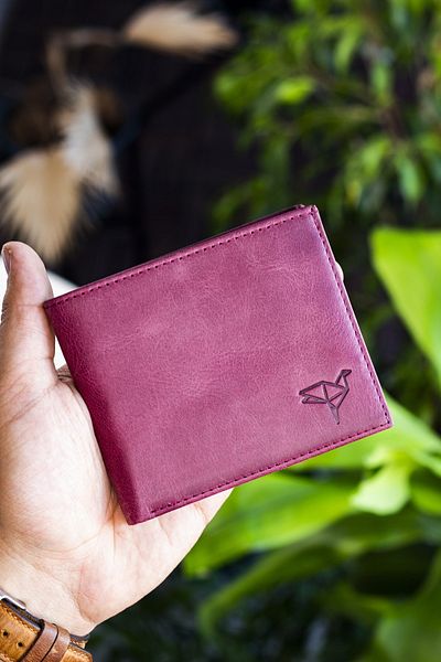 Garbalia Men's Burgundy Delhi Genuine Leather Slim Wallet with Coin Compartment