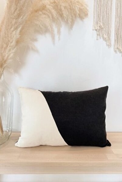 Hestia Home Kırlent Kılıfı Yastık Kılıfı Viva Dikdörtgen Kılıf Siyah 30x50 Cm