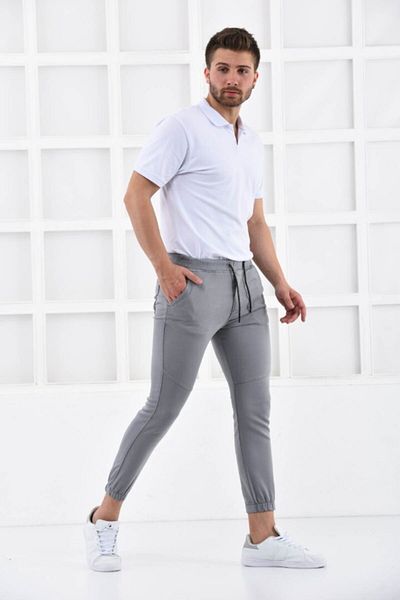 FBI Gray Men's Super Skiny Waist and Leg Elastic Jogger Pants F321574