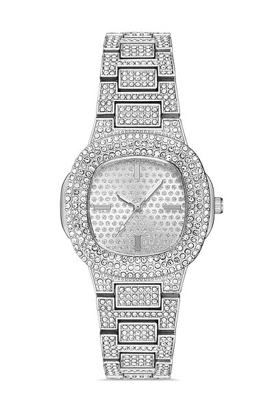 Leerybee Silver Color Zircon Stone Women's Wristwatch