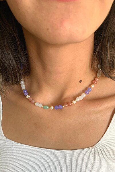 Suerte Accessories Yeşim Ametist Akik Ve Dumanlı Kuvars Doğal Taşlı Mayorka G...