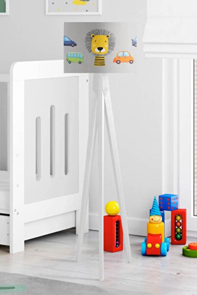 Rivaİstanbul Bulutlu Aslan Çocuk Odası Lambader Gri