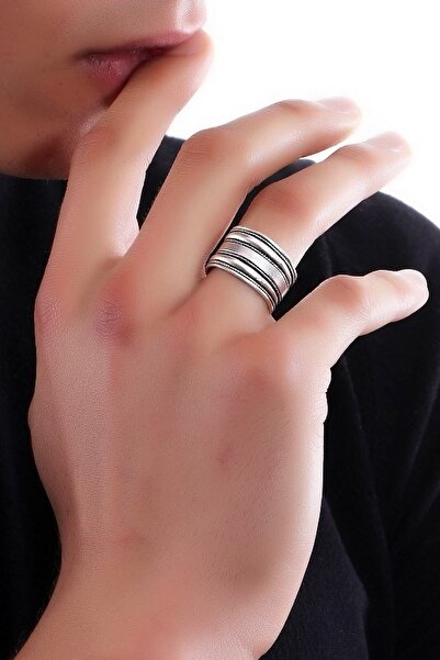 LABALABA Erkek Antik Gümüş Kaplama Yüzük