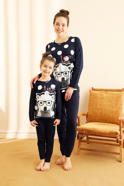 Siyah İnci Cotton Lycra Pajama Set
