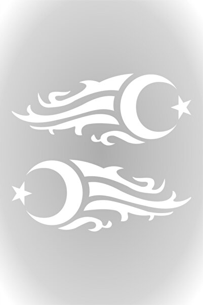 Quart Aksesuar 2 Adet Alevli Ay Yıldız Oto Sticker Araba Sticker 30 X 12 Cm B...